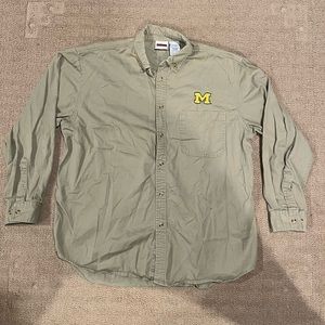 Michigan Long Sleeve Tan Button Up - Large
